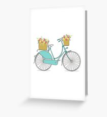 Blue Bicycle In Bloom Greeting Card