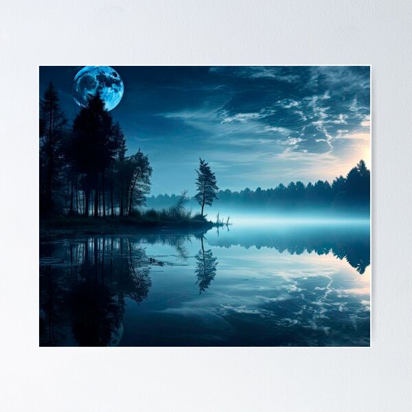 Item preview, Blue Lake Moon Scenery designed and sold by TheFullFantasy.