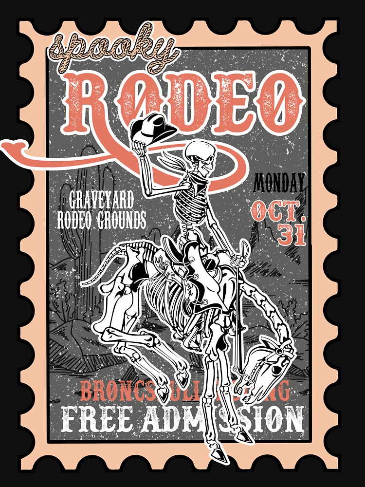 Vintage Halloween Rodeo, Western Halloween Spooky Skeleton Cowboy