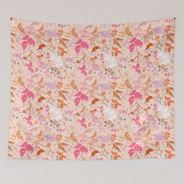 Item preview, Pink Floral Botanical Design with Ferns & Mushrooms designed and sold by ara-designs.