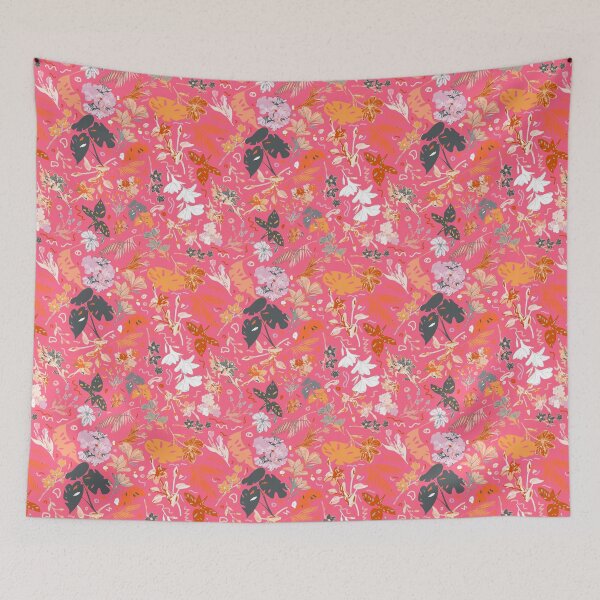 Item preview, Fuchsia Botanical Floral: Black, Red, Orange designed and sold by ara-designs.