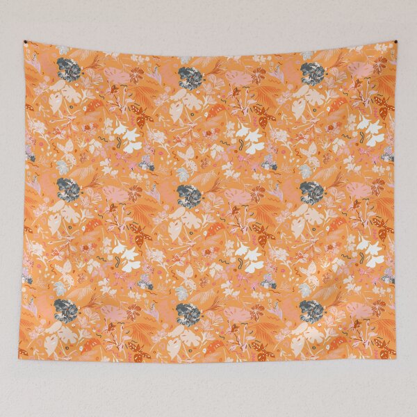 Item preview, Orange Botanical Floral: Black, Red, Orange designed and sold by ara-designs.