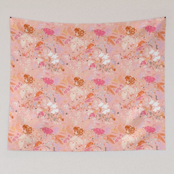 Item preview, Pink Botanical Floral: White, Fuchsia, Orange designed and sold by ara-designs.