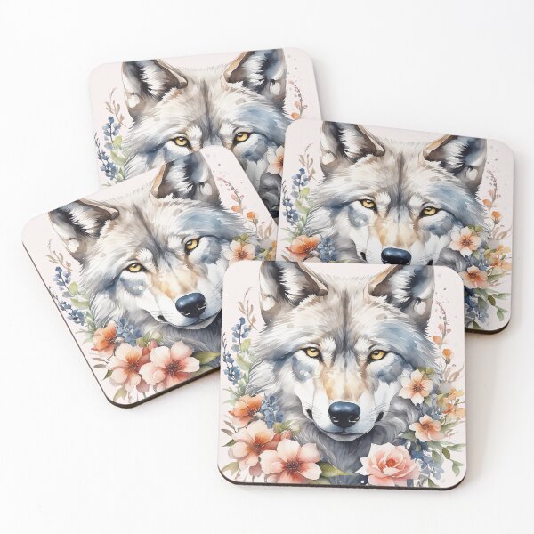 Item preview, wolf with flowers 1 designed and sold by SchokoGoth.