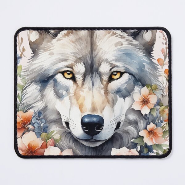 Item preview, wolf with flowers 1 designed and sold by SchokoGoth.