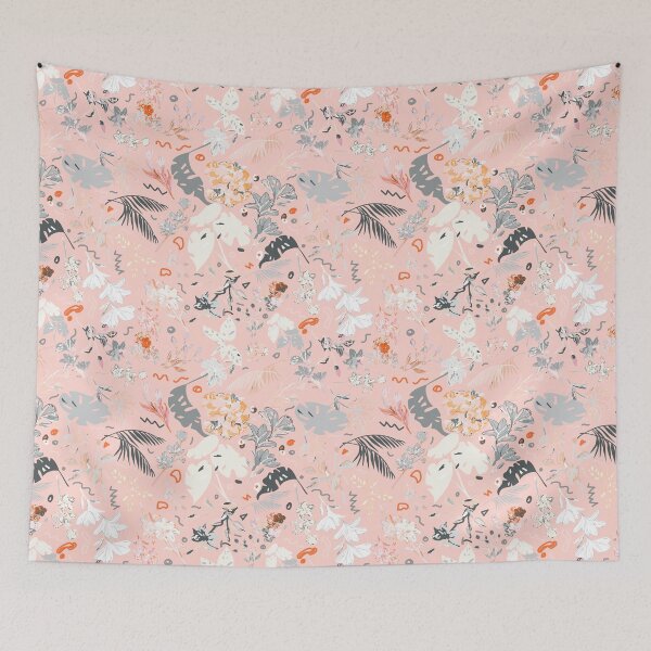 Item preview, Pink Botanical Floral: White, Gray, Orange designed and sold by ara-designs.