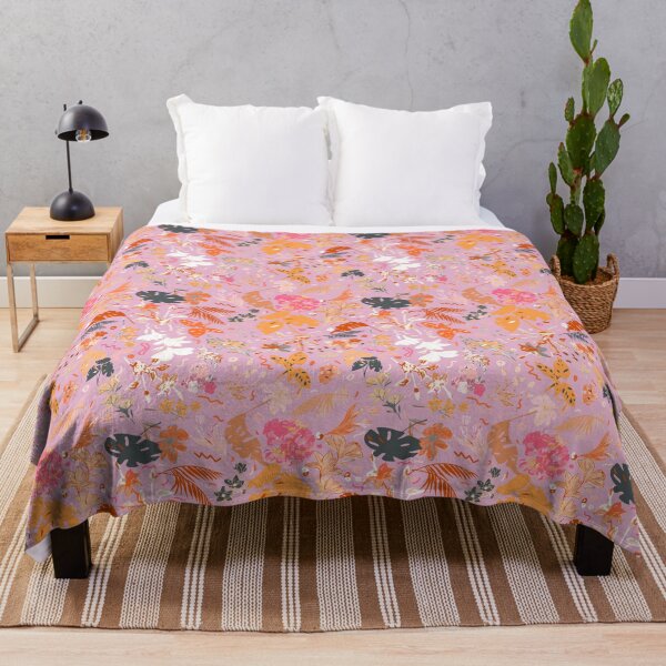 Item preview, Pink Botanical Floral: Gray, Orange, Fuchsia designed and sold by ara-designs.