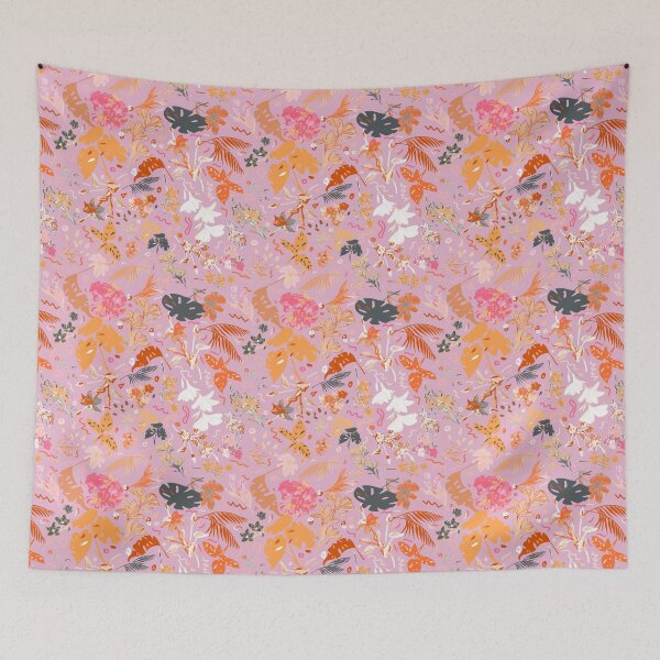 Item preview, Pink Botanical Floral: Gray, Orange, Fuchsia designed and sold by ara-designs.
