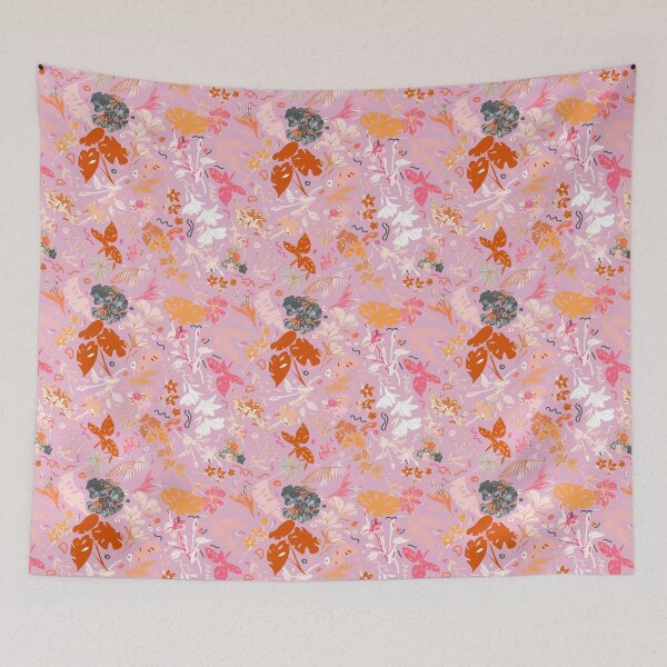 Item preview, Pink Botanical Floral: Gray, Orange, Red designed and sold by ara-designs.