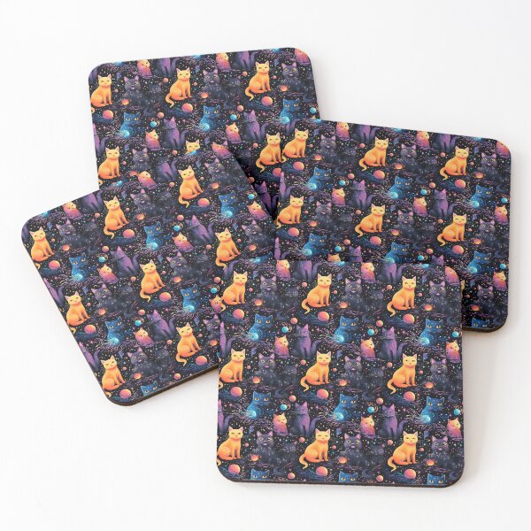 Item preview, Galactic Glam: Colorful Cosmic Cats Pattern designed and sold by Digi-Artsy.