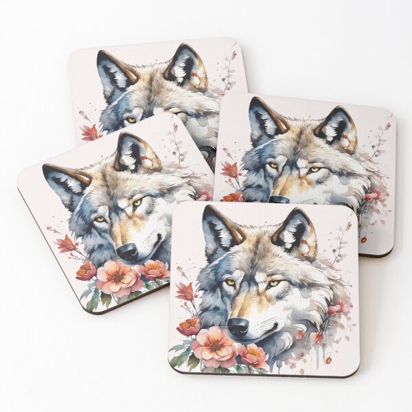 Item preview, wolf with flowers 3 designed and sold by SchokoGoth.