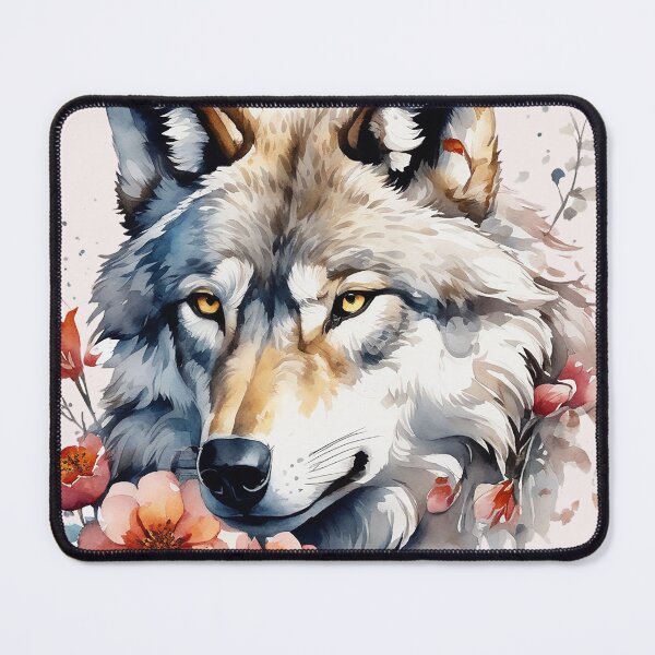 Item preview, wolf with flowers 3 designed and sold by SchokoGoth.