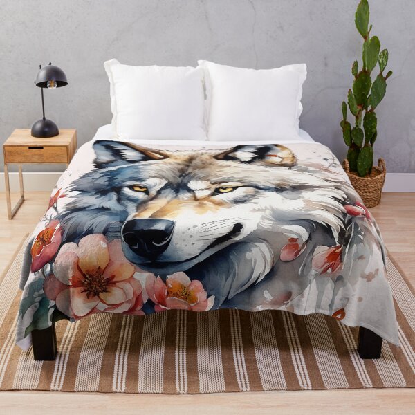 Item preview, wolf with flowers 3 designed and sold by SchokoGoth.