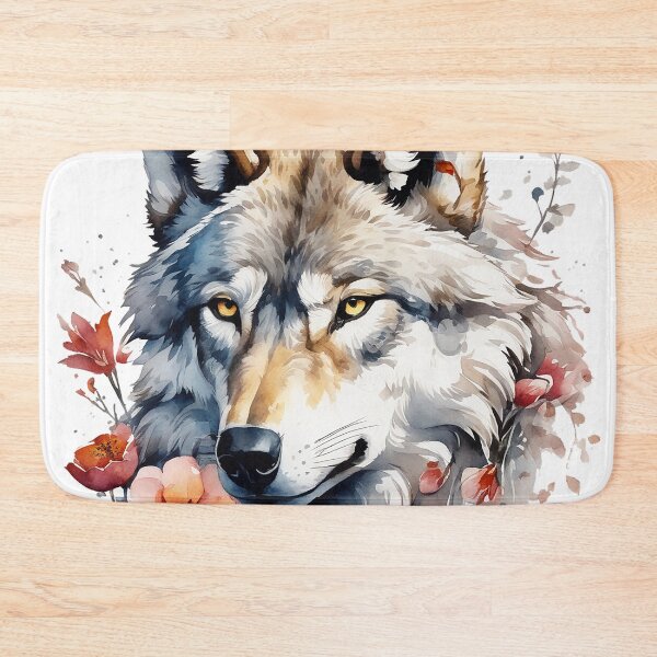 Item preview, wolf with flowers 3 designed and sold by SchokoGoth.