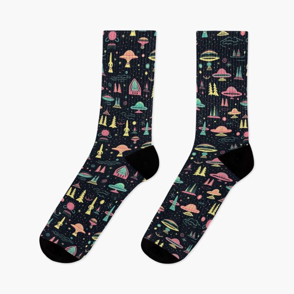 Item preview, Galactic Glam: Cute Neon Space Ship Pattern designed and sold by Digi-Artsy.