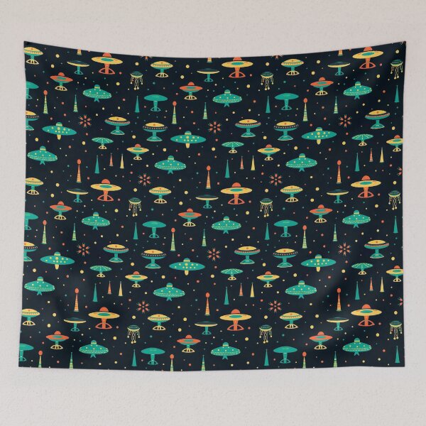 Item preview, Galactic Glam: Cute UFO Pattern designed and sold by Digi-Artsy.