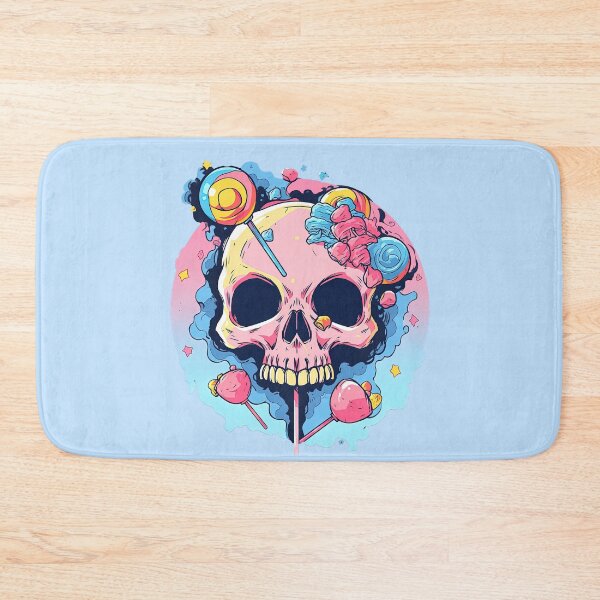 Item preview, Colorful Bubblegum Skull Lollipop Pink and Blue Sweets Juicy Spooky Halloween designed and sold by BubbleBone.