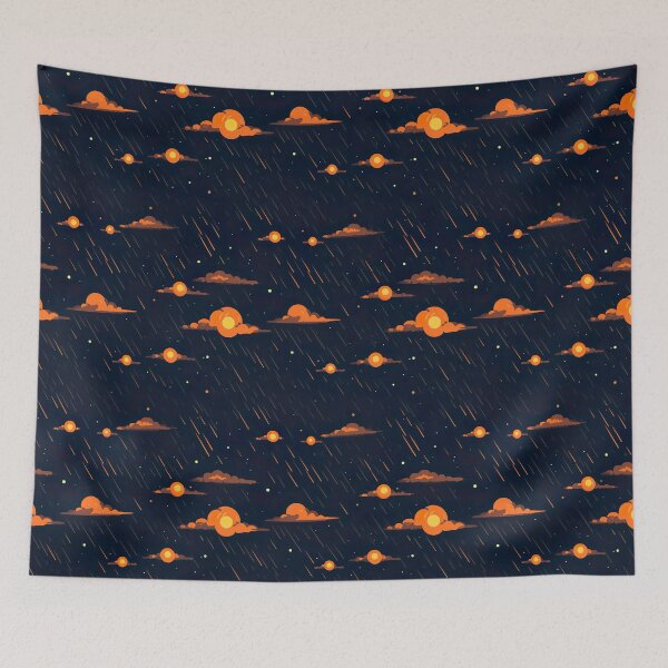 Item preview, Galactic Glam: Orange Asteroid Meteor Shower designed and sold by Digi-Artsy.