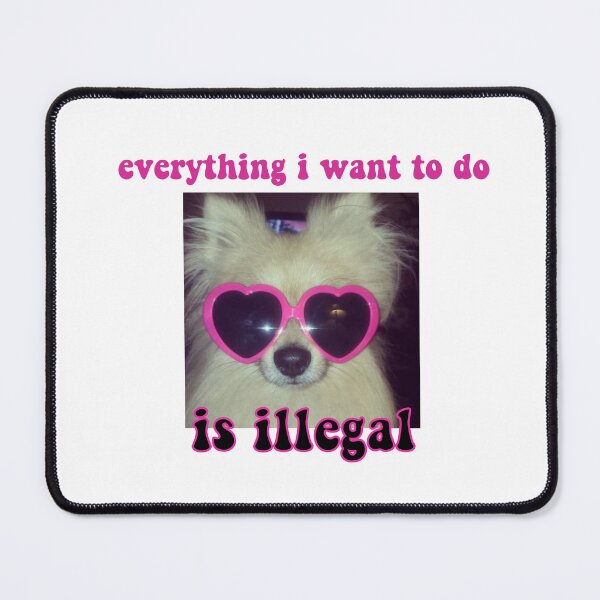 Item preview, everything i want to do is illegal dog with sunglasses meme designed and sold by stickersxbecca.
