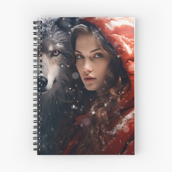 Item preview, Red Riding Hood with Her Wolf Fantasy Winter Art Print designed and sold by Alcyonian.