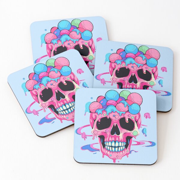 Item preview, Colorful Bubblegum Skull Lollipop Pink and Blue Sweets Juicy Spooky Halloween designed and sold by BubbleBone.