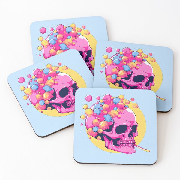 Item preview, Colorful Bubblegum Skull Lollipop Pink and Blue Sweets Juicy Spooky Halloween designed and sold by BubbleBone.