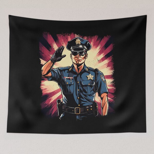 Item preview, Police Officer Blue Line Law Enforcement USA Patriotic Police designed and sold by NoLimit-Merica.