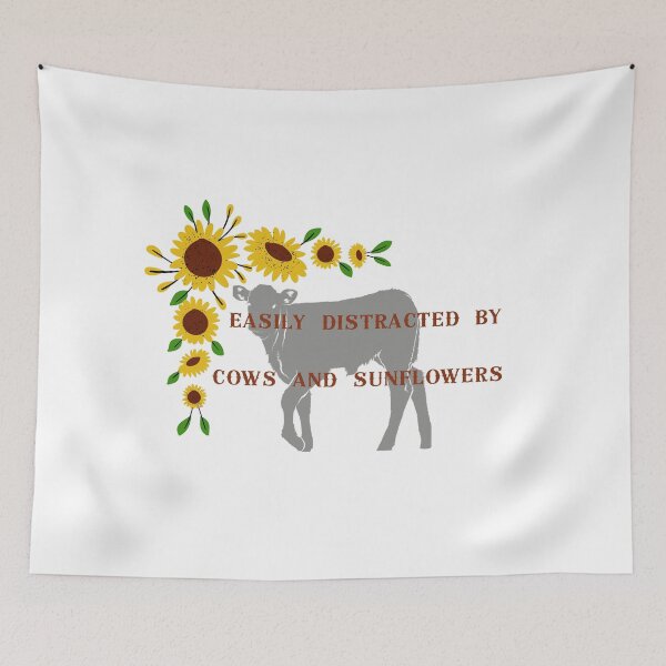 Item preview, Easily distracted by cows and sunflowers  designed and sold by scleverfarm.