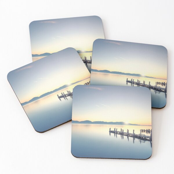 Item preview, Three piers in a golden sunrise. Lake Massaciuccoli designed and sold by Stefano Orazzini.