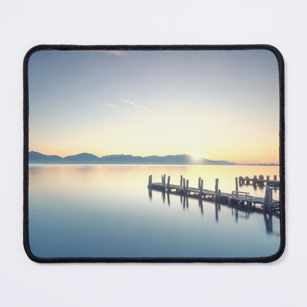 Item preview, Three piers in a golden sunrise. Lake Massaciuccoli designed and sold by Stefano Orazzini.