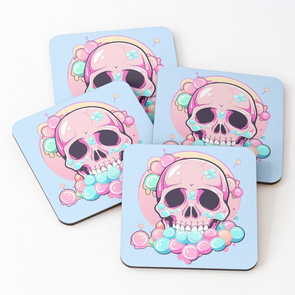 Item preview, Colorful Bubblegum Skull Lollipop Pink and Blue Sweets Juicy Spooky Halloween designed and sold by BubbleBone.