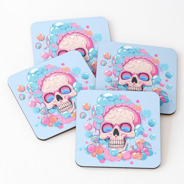 Item preview, Colorful Bubblegum Skull Lollipop Pink and Blue Sweets Juicy Spooky Halloween designed and sold by BubbleBone.