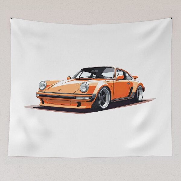 Artikelvorschau, Porsche 930 Turbo Illustration orange entworfen und verkauft von blackdogshop.