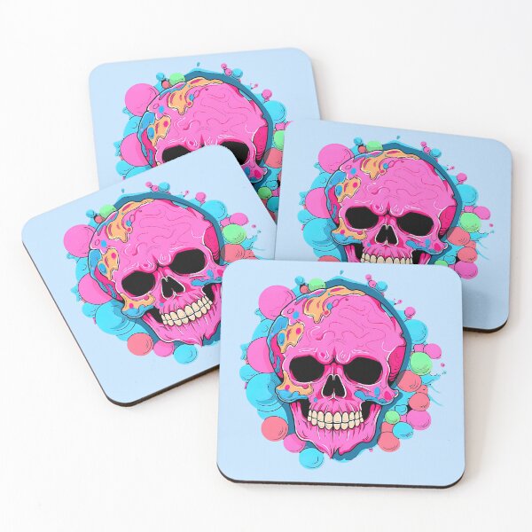 Item preview, Colorful Bubblegum Skull Lollipop Pink and Blue Sweets Juicy Spooky Halloween designed and sold by BubbleBone.