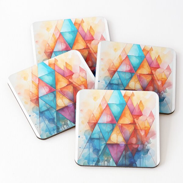 Item preview, Abstract painting of overlapping triangles designed and sold by WallWhimsyWorks.