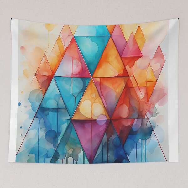 Item preview, Abstract painting of overlapping triangles designed and sold by WallWhimsyWorks.