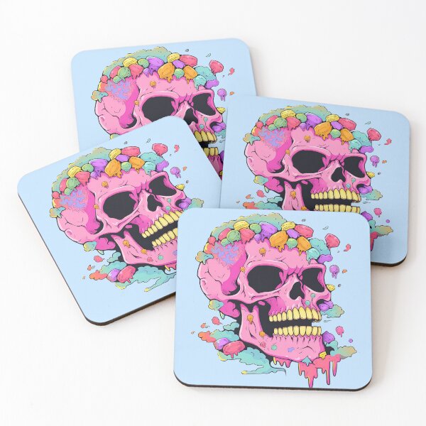 Item preview, Colorful Bubblegum Skull Lollipop Pink and Blue Sweets Juicy Spooky Halloween designed and sold by BubbleBone.