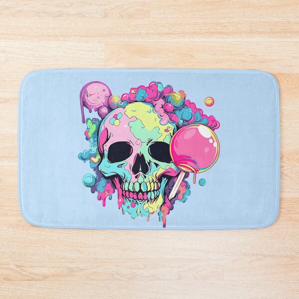 Item preview, Colorful Bubblegum Skull Lollipop Pink and Blue Sweets Juicy Spooky Halloween designed and sold by BubbleBone.