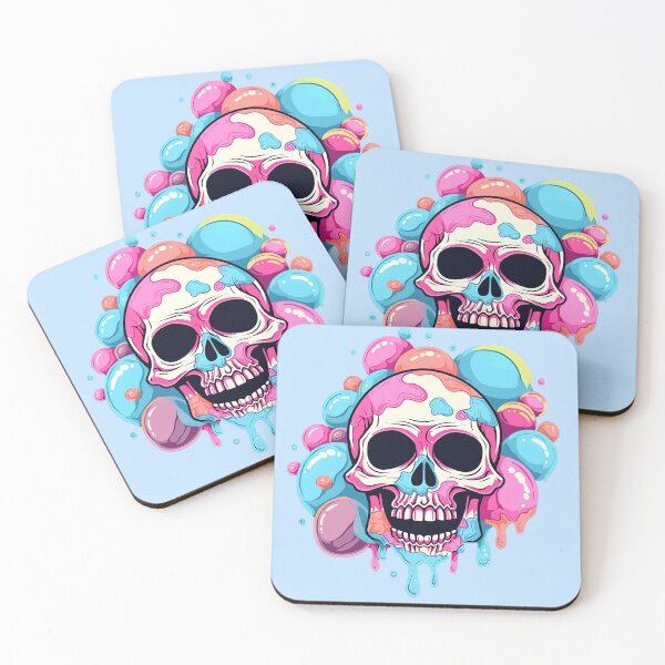 Item preview, Colorful Bubblegum Skull Lollipop Pink and Blue Sweets Juicy Spooky Halloween designed and sold by BubbleBone.
