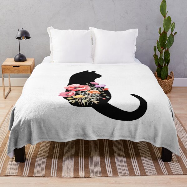 Item preview, Cat Silhouette Poppy Flowers designed and sold by HappyLifeCreate.