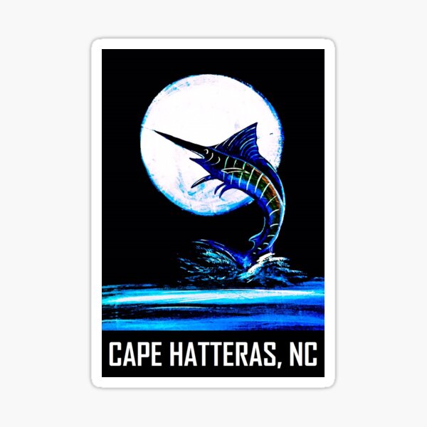 Vintage Marlin Fishing at Hatteras Island, North Carolina - Hatteras Island  - Sticker