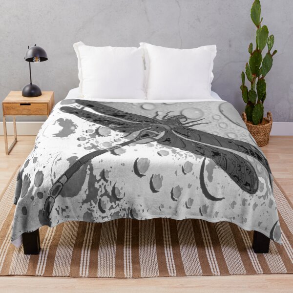 Item preview, BLACK DRAGONFLY ABSTRACT WHITE ART designed and sold by sharlesart.