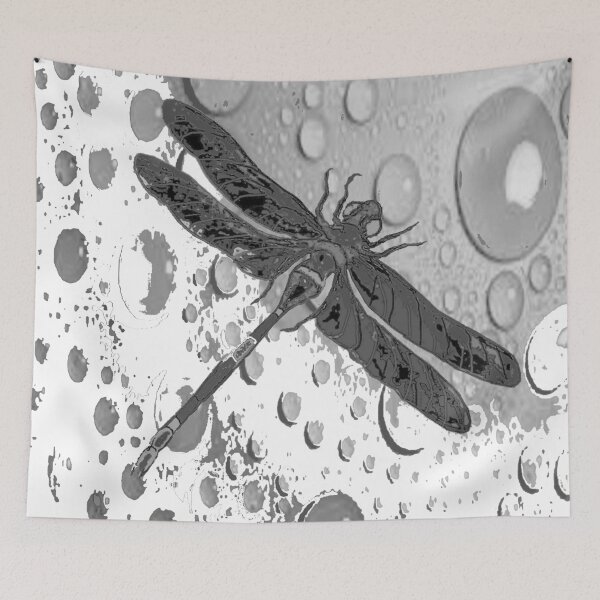 Item preview, BLACK DRAGONFLY ABSTRACT WHITE ART designed and sold by sharlesart.
