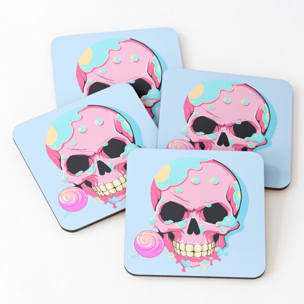 Item preview, Colorful Bubblegum Skull Lollipop Pink and Blue Sweets Juicy Spooky Halloween designed and sold by BubbleBone.