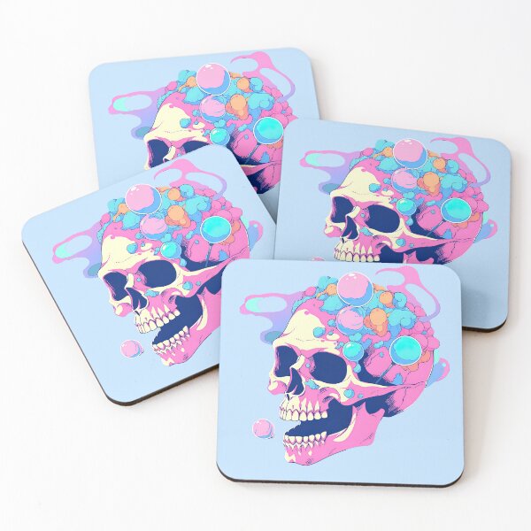 Item preview, Colorful Bubblegum Skull Lollipop Pink and Blue Sweets Juicy Spooky Halloween designed and sold by BubbleBone.