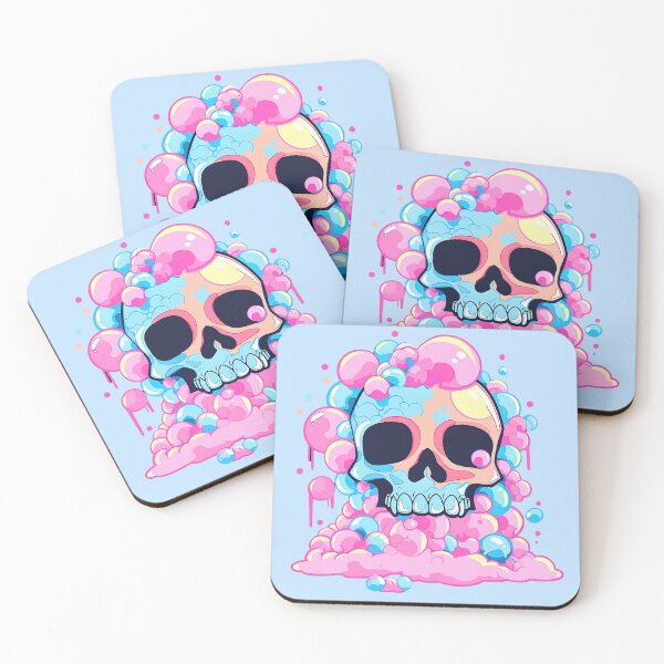 Item preview, Colorful Bubblegum Skull Lollipop Pink and Blue Sweets Juicy Spooky Halloween designed and sold by BubbleBone.