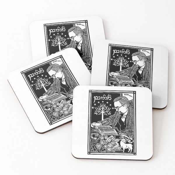Item preview, J.R.R. Tolkien reading - Linocut designed and sold by NedBustard.
