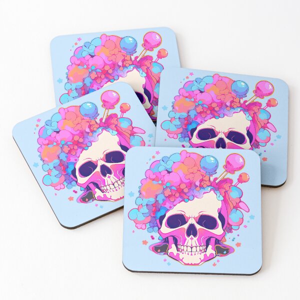 Item preview, Colorful Bubblegum Skull Lollipop Pink and Blue Sweets Juicy Spooky Halloween designed and sold by BubbleBone.