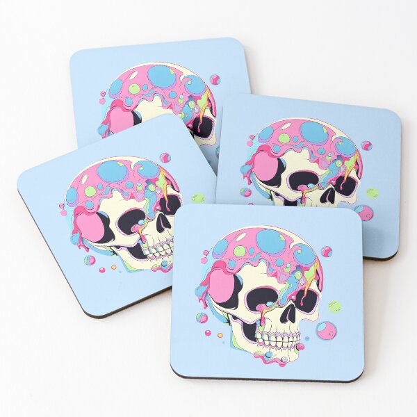 Item preview, Colorful Bubblegum Skull Lollipop Pink and Blue Sweets Juicy Spooky Halloween designed and sold by BubbleBone.