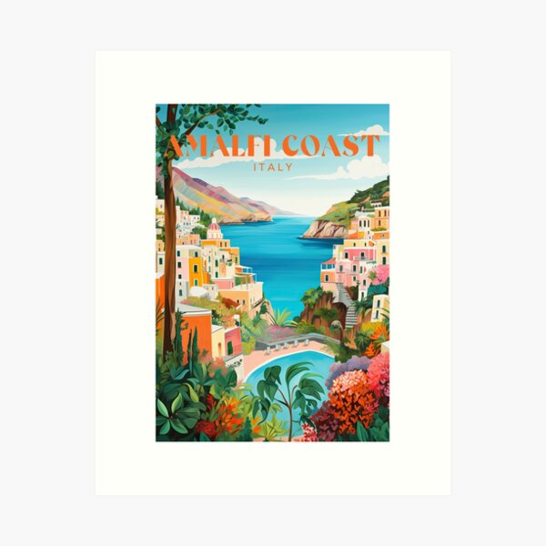 Item preview, Amalfi Coast Italy Travel Print designed and sold by ArtVueStudio.